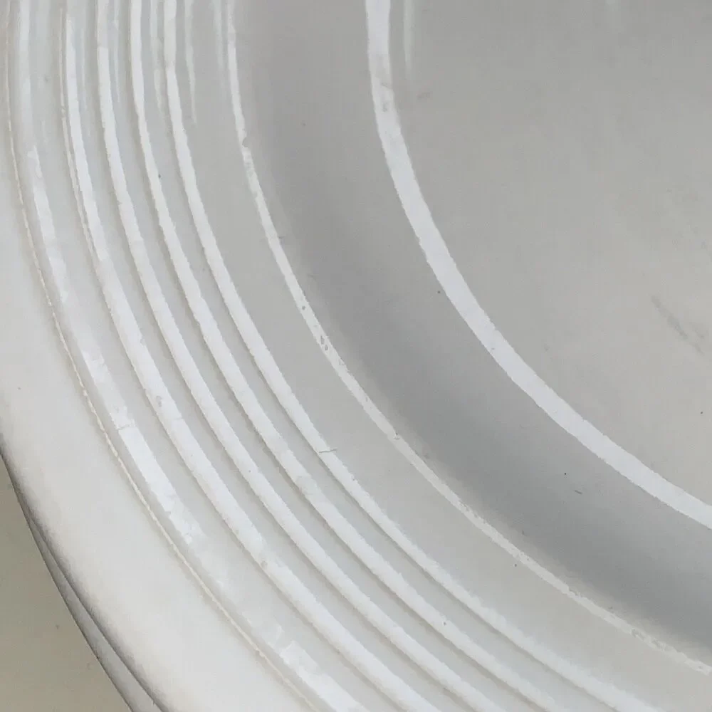 Sakura Bread/Appetizer Plates Set of 4 8” Bone China White Embossed Swirl Rim